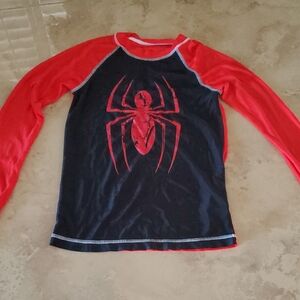 Red and Black Spider Graphic Long Sleeve Shirt/Sun Protection